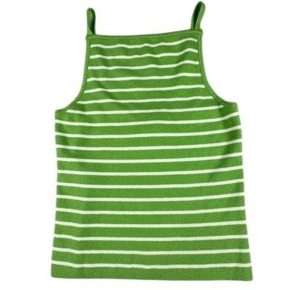 NWT HYFVE Tank Top Womens Medium Green White Striped Knit Square Neck Ribbed
